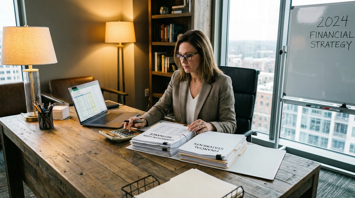 Business owner exploring SBA loan refinancing options to lower monthly payments