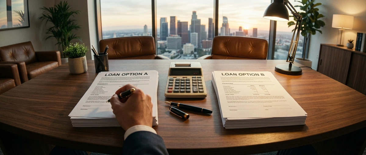 Side-by-side comparison of SBA and conventional loan documents