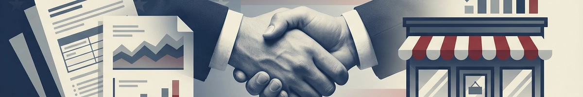 American flag alongside small business elements representing veteran entrepreneurship