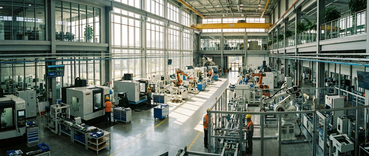 Modern manufacturing facility floor with industrial equipment for SBA loan financing